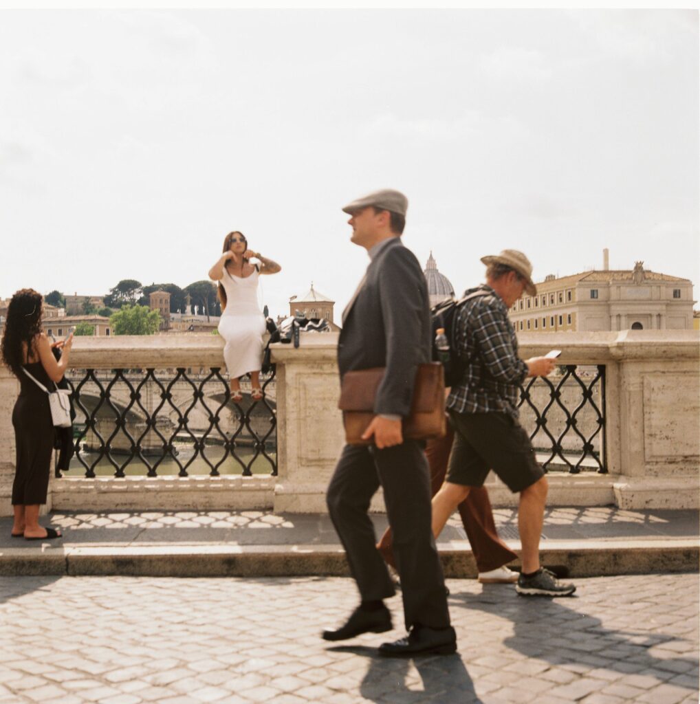 Travel Dynamic street scene in Rome near Ponte Sant